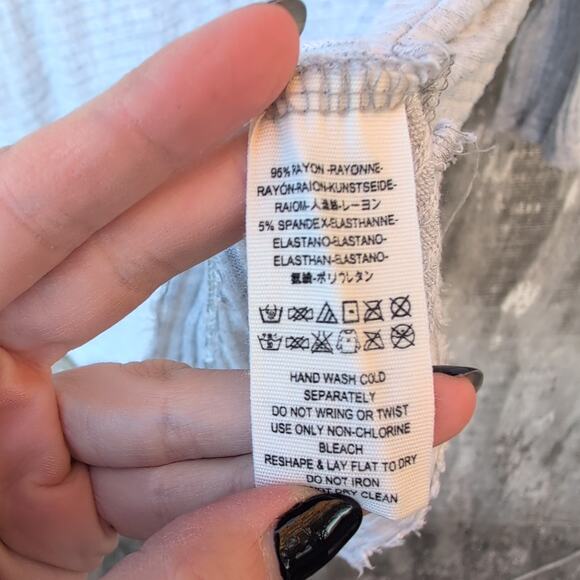 We The Free Tunic Oversized Funnel Neck Raw Hem Gap Back Women's Large Grey - Picture 6 of 10